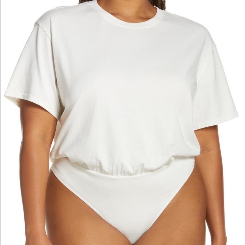 NWT Open Edit Organic Cotton T-shirt Bodysuit Ivory